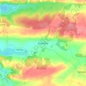 Soumoy topographic map, elevation, terrain