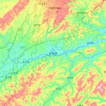 新晃县 topographic map, elevation, terrain