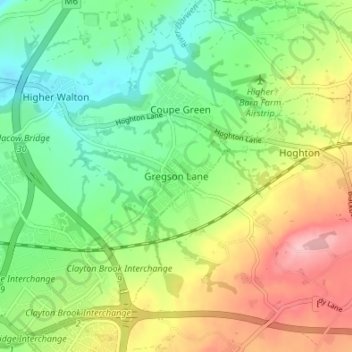 Gregson Lane topographic map, elevation, terrain