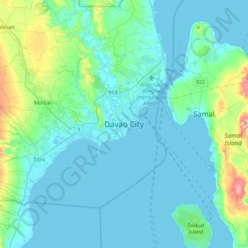 Davao City topographic map, elevation, terrain