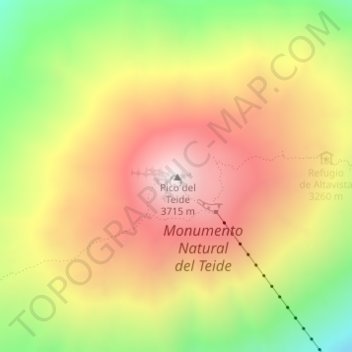 Pico del Teide topographic map, elevation, terrain