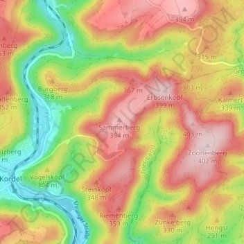 Hochmark topographic map, elevation, terrain