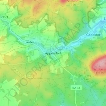 Appendorf topographic map, elevation, terrain