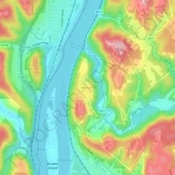 Weircrest topographic map, elevation, terrain