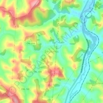 Três Barras topographic map, elevation, terrain