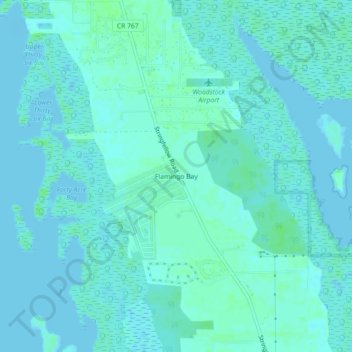 Flamingo Bay topographic map, elevation, terrain