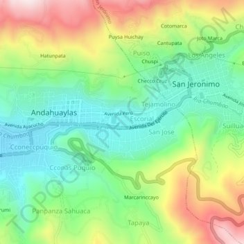 Posccota topographic map, elevation, terrain