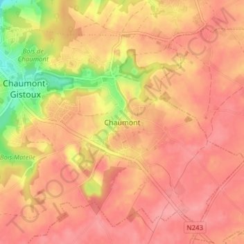 Chaumont topographic map, elevation, terrain