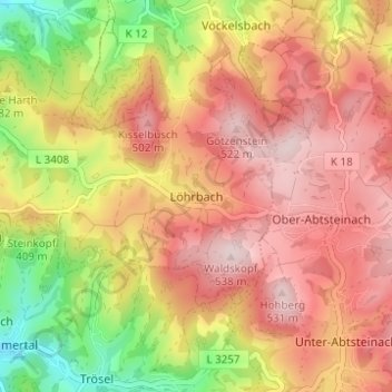 Löhrbach topographic map, elevation, terrain