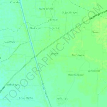 Tawana topographic map, elevation, terrain
