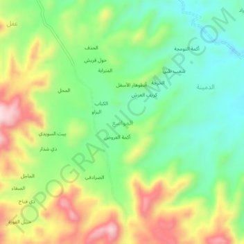 Al Mawasi` topographic map, elevation, terrain