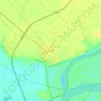 Harike topographic map, elevation, terrain