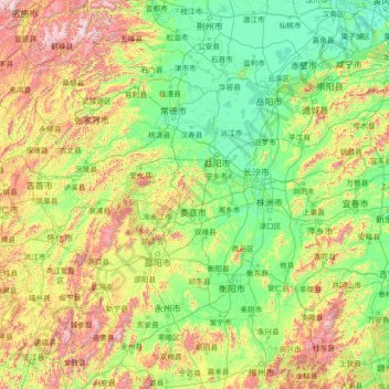 湖南省 topographic map, elevation, terrain