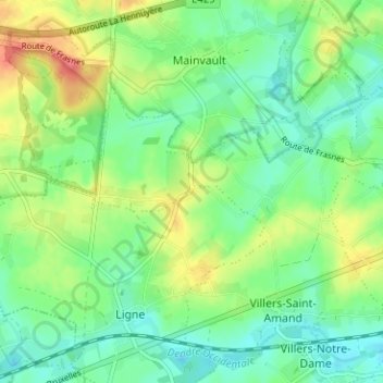 Foucaumont topographic map, elevation, terrain