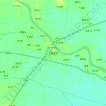 北舞渡镇 topographic map, elevation, terrain