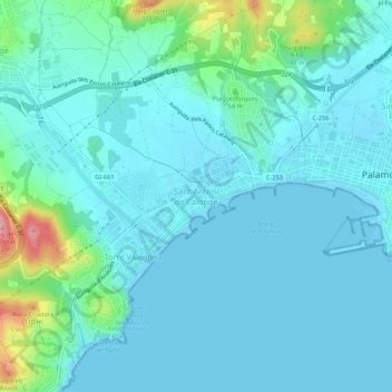 Sant Antoni de Calonge topographic map, elevation, terrain