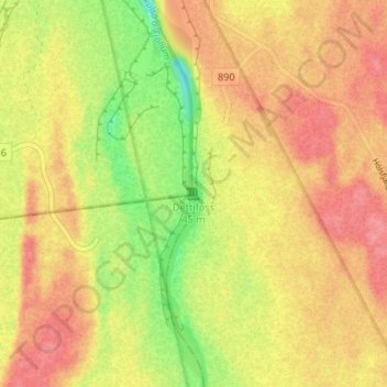 Dettifoss topographic map, elevation, terrain