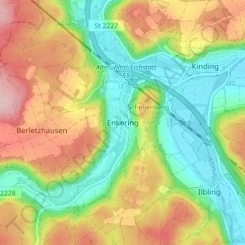 Enkering topographic map, elevation, terrain