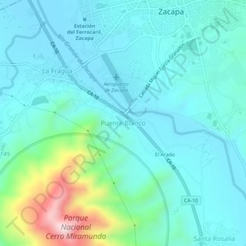Puente Blanco topographic map, elevation, terrain