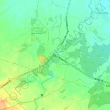 Mainit topographic map, elevation, terrain