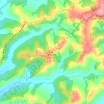 Poggio di Calcaia topographic map, elevation, terrain