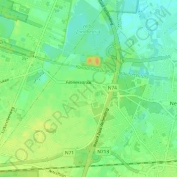 Overpelt-Fabriek topographic map, elevation, terrain