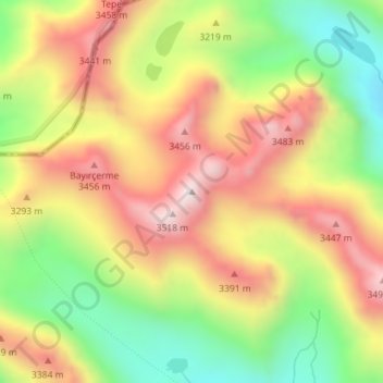 Kocataş topographic map, elevation, terrain