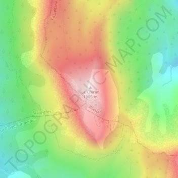 Observatoire du Mont-Chiran topographic map, elevation, terrain