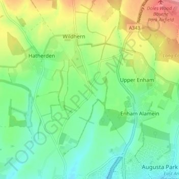 Charlton Down topographic map, elevation, terrain