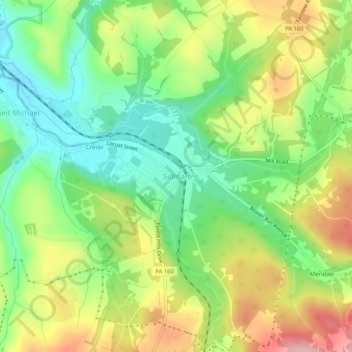 Sidman topographic map, elevation, terrain