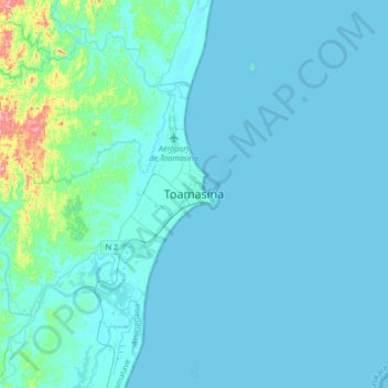 Toamasina topographic map, elevation, terrain