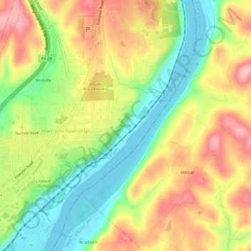 Karns topographic map, elevation, terrain