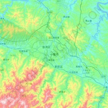 十堰市 topographic map, elevation, terrain
