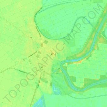 Becej topographic map, elevation, terrain