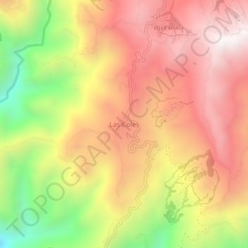 Las Coles topographic map, elevation, terrain