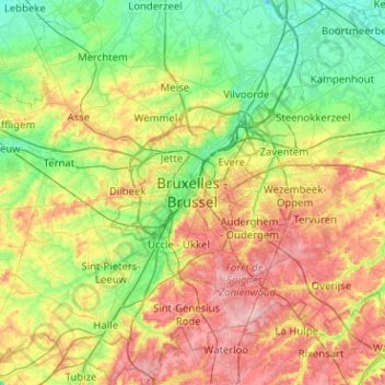 Bruselas topographic map, elevation, terrain