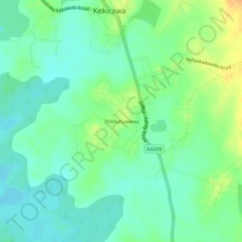 Thibbatuwewa topographic map, elevation, terrain