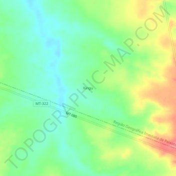 Xingu topographic map, elevation, terrain