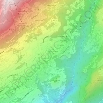 Saint-Romain topographic map, elevation, terrain