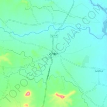 Dindori topographic map, elevation, terrain