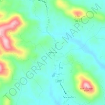 Crossroads topographic map, elevation, terrain