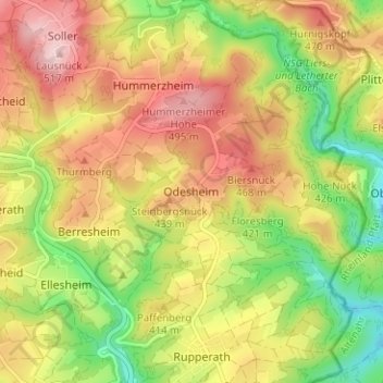 Odesheim topographic map, elevation, terrain