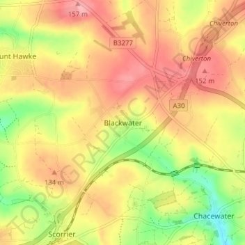 Blackwater topographic map, elevation, terrain