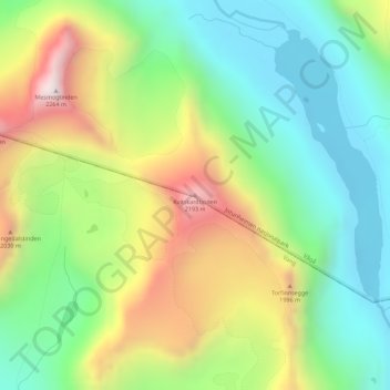 Kvitskardtinden topographic map, elevation, terrain