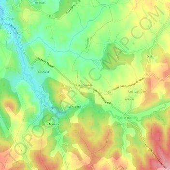 Les Combes topographic map, elevation, terrain