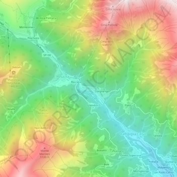 Valmosca topographic map, elevation, terrain
