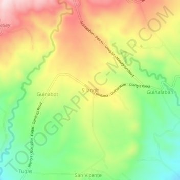 Silangit topographic map, elevation, terrain