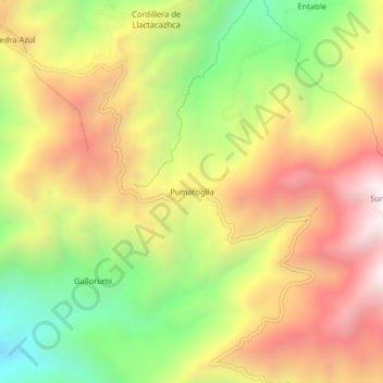 Pumatoglla topographic map, elevation, terrain