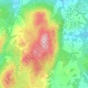 Black Fell topographic map, elevation, terrain