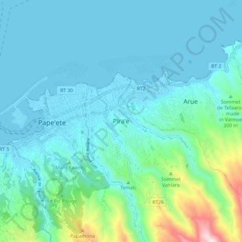 Pīra’e topographic map, elevation, terrain
